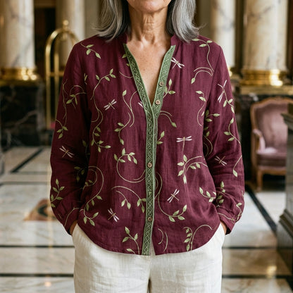 Vela Gitta | Embroidered V-Neck Blouse