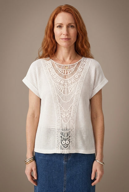 Elegant Ibiza-Style Boho Top for Women, Lightweight Relaxed Fit Round Neck, for Beach, Vacation & Everyday Wear