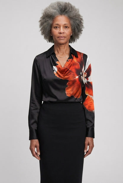 Elegant Satin Blouse for Women, Soft Drape Neckline Feminine Cut, for Work, Dinner, Evening & Everyday Wear