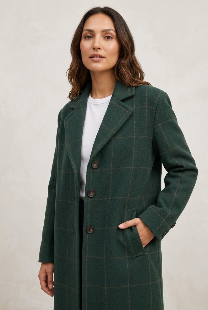 Maela | Women's Tailored Warm Fabric-Blend Overcoat with Pockets