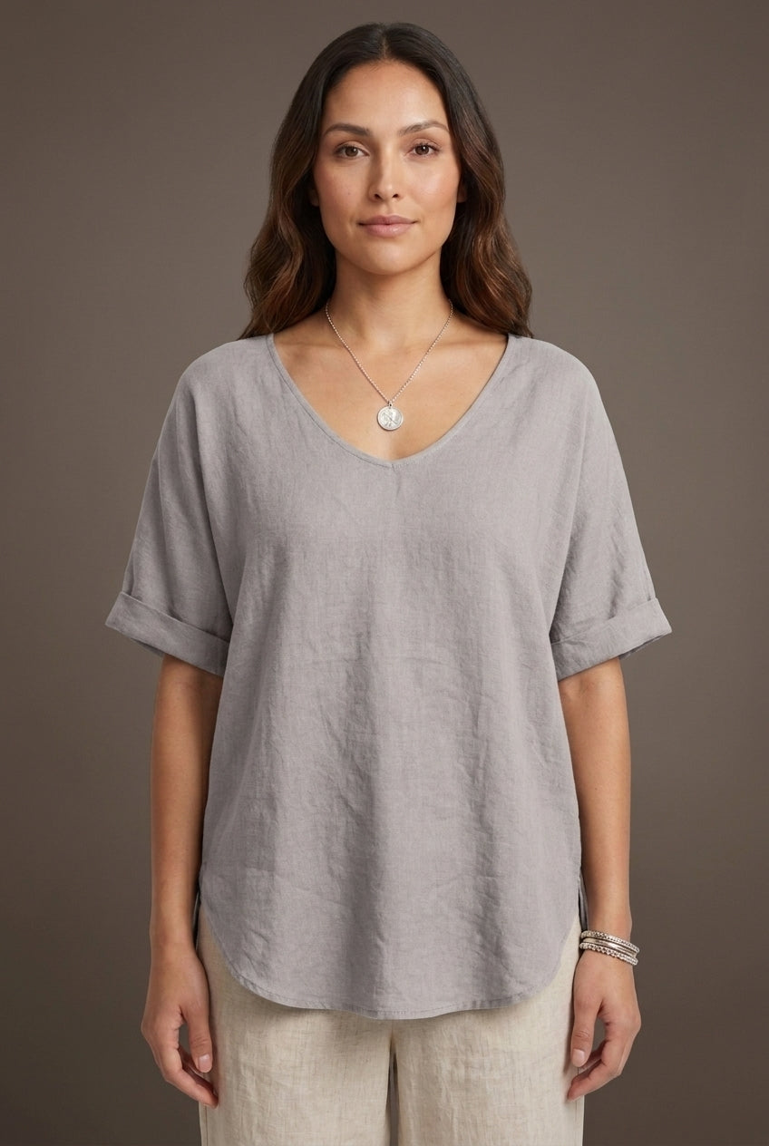 Graceful V-Neck Flow Blouse for Women, Soft Flowing Silhouette with Refined Neckline, for Work, Casual, Everyday & Polis