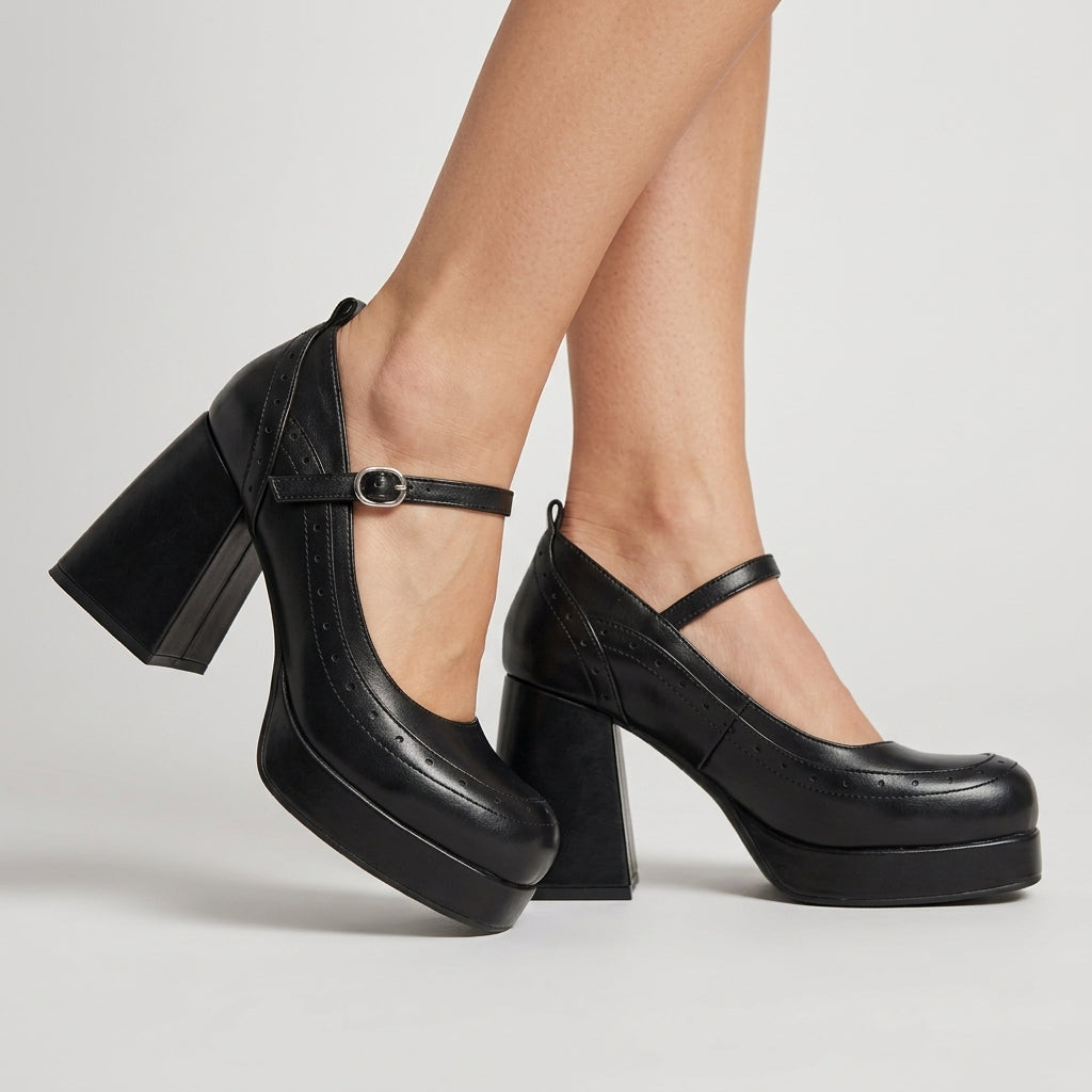 Ludmila | Textured Brogue Block Heels