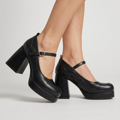 Ludmila | Textured Brogue Block Heels