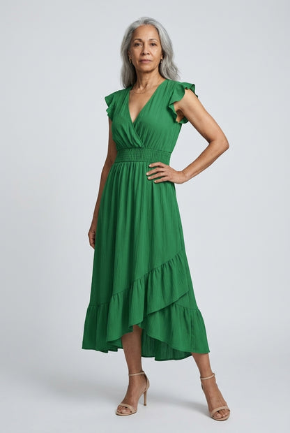 Sancha | Ruffled V-Neck Sleeveless Dress