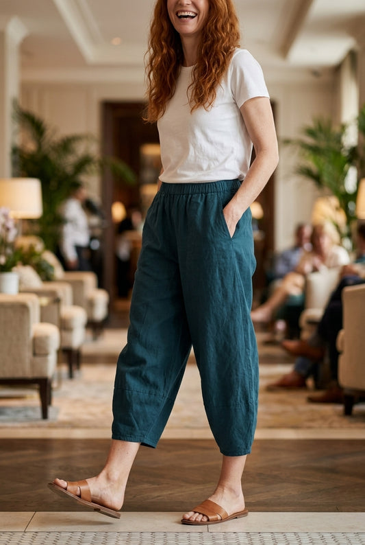 Women's Cropped Relaxed Cotton Trousers
