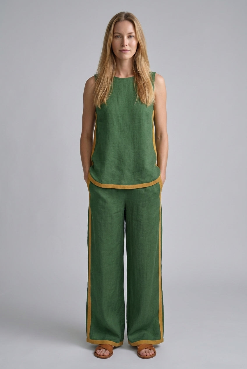 Elegant Sleeveless Wide-Leg Trouser Set for Women, Lightweight Relaxed Fit, for Work, Casual & Evening Wear