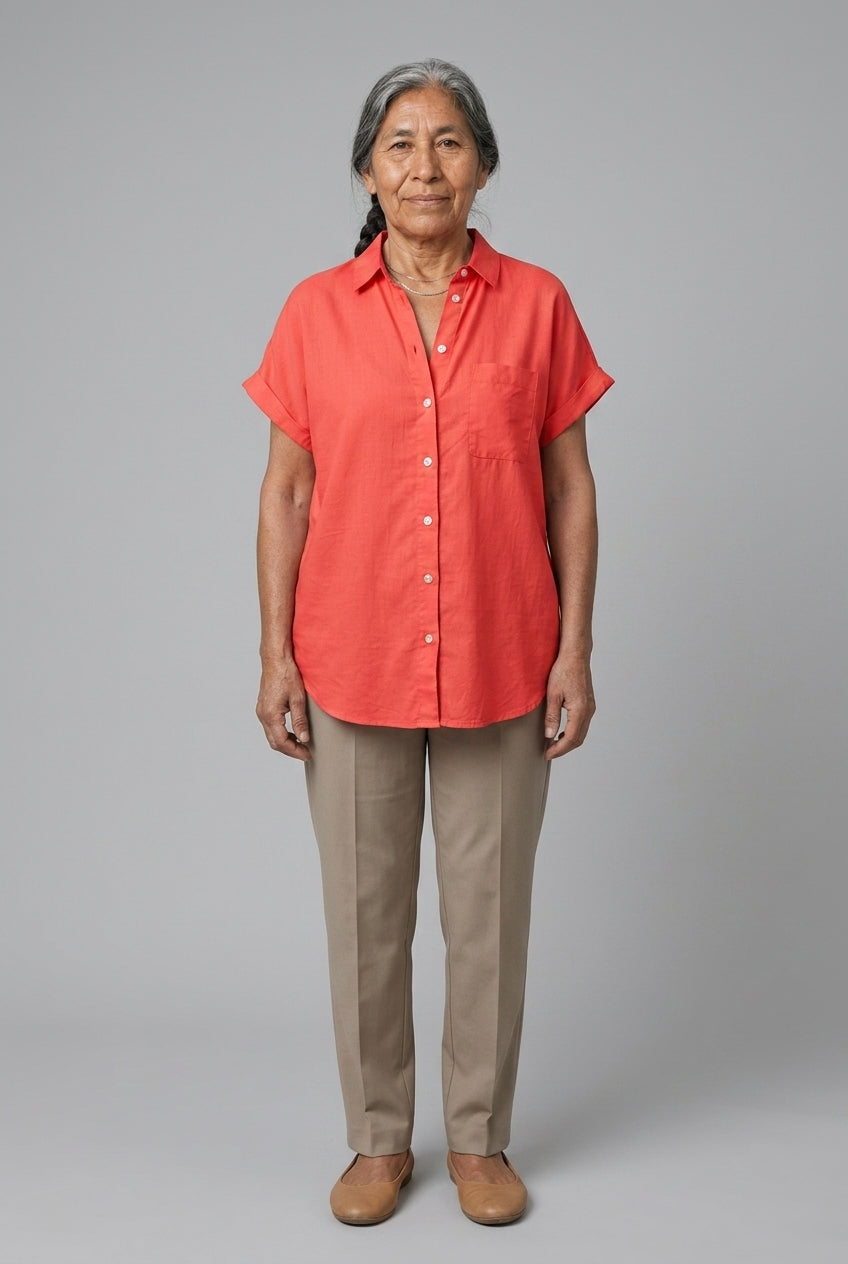 Celestine Leonie | Button-Down Short-Sleeve Blouse