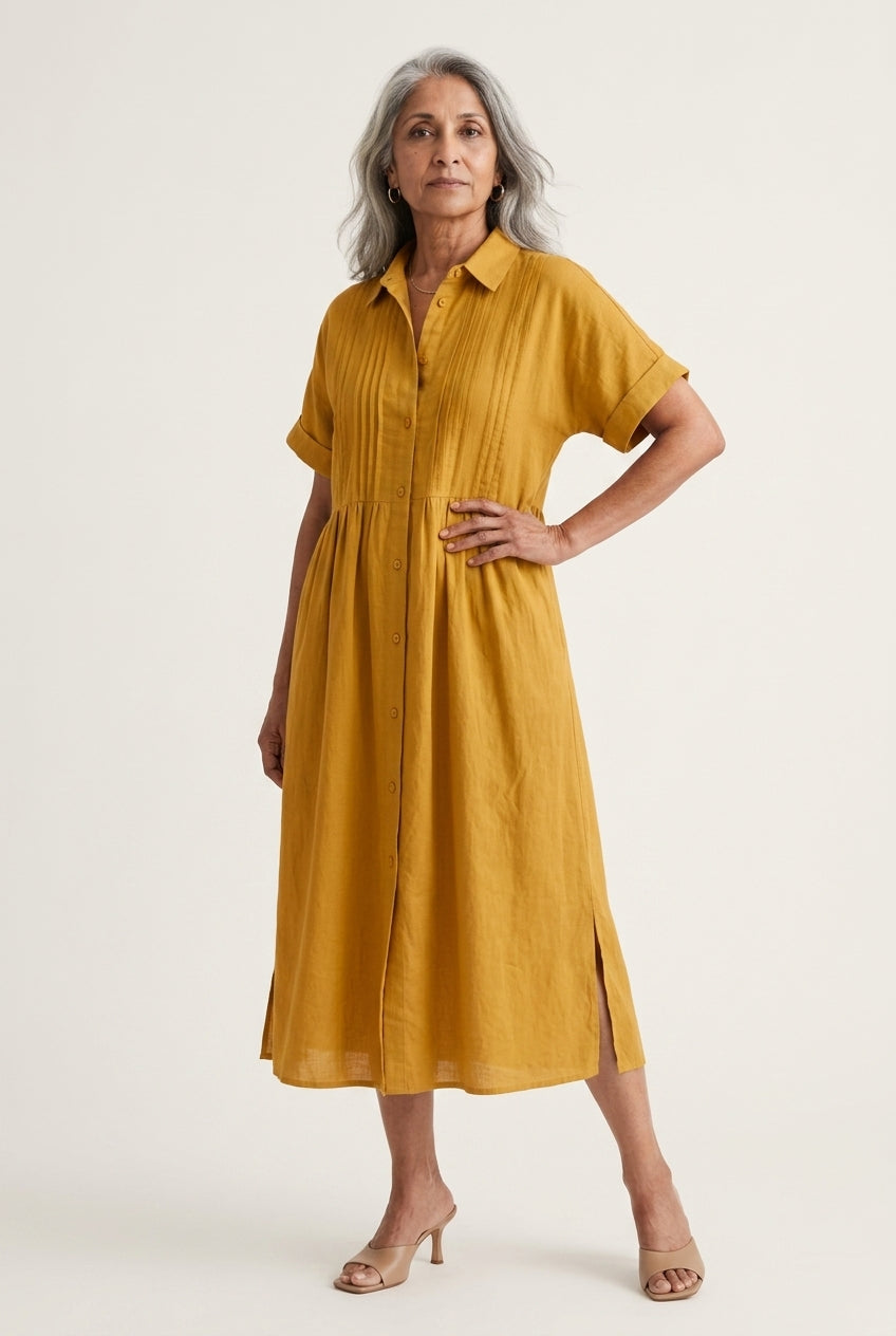 Nathalie | Cotton Button Midi Dress