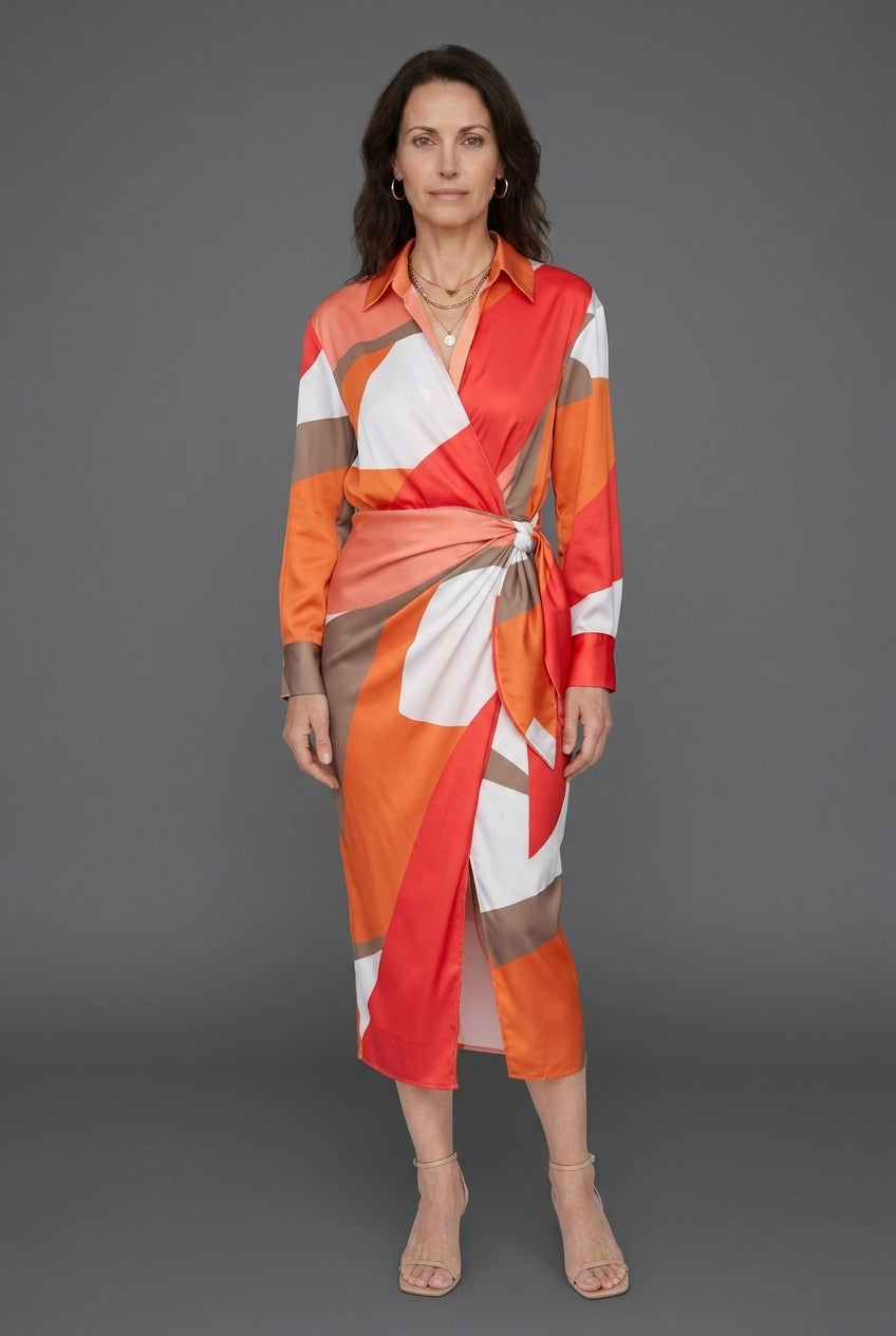Elegant Striped Midi Dress for Women, Vertical Stripe Relaxed Fit Breathable, for Office, Casual & Everyday Wear