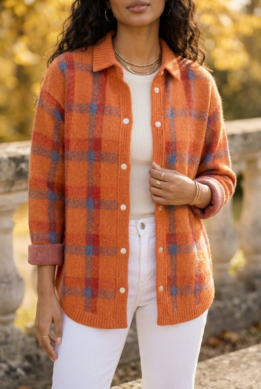 Kata | Oversized Plaid Knit Cardigan