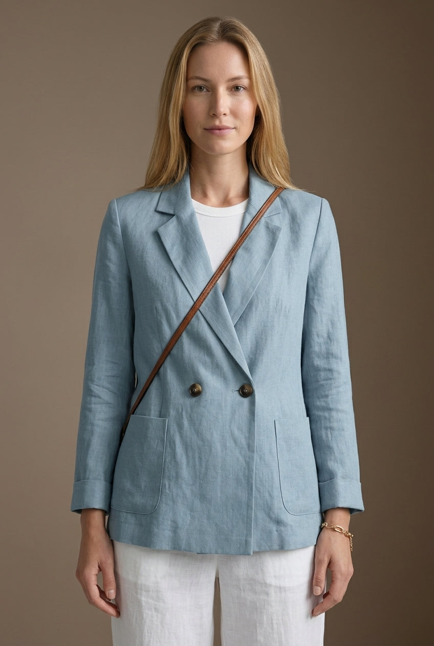 Rina | Women's Double Breasted Tailored Long Sleeve Blazer with Peak Lapels and Pockets
