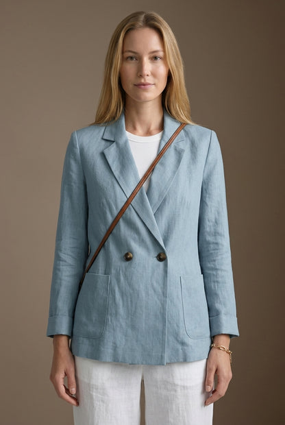 Rina | Women's Double Breasted Tailored Long Sleeve Blazer with Peak Lapels and Pockets