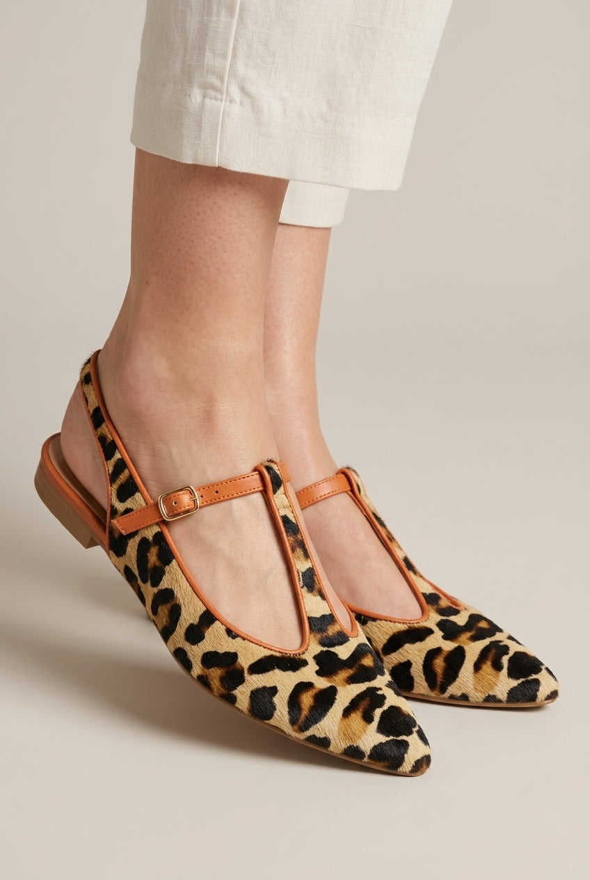 Sapphira | Leopard T-Strap Flat