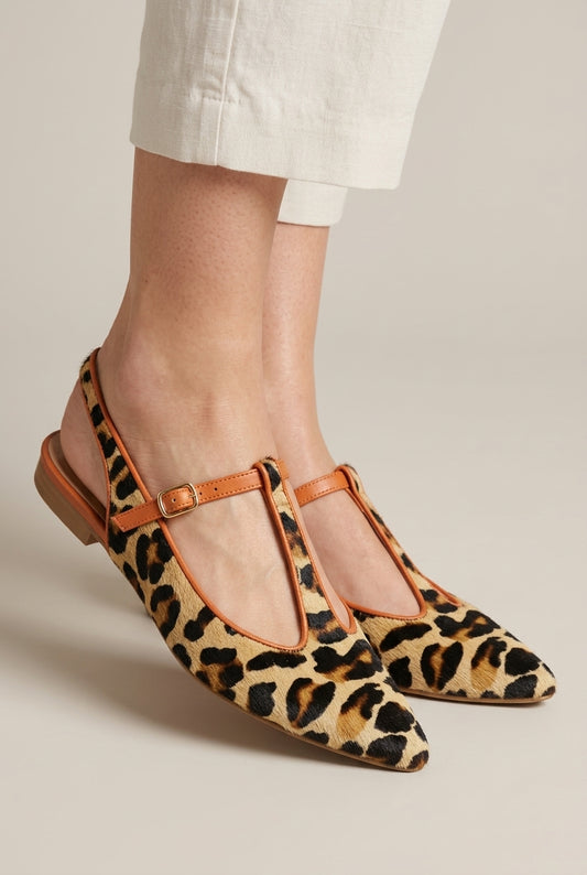 Sapphira | Leopard T-Strap Flat
