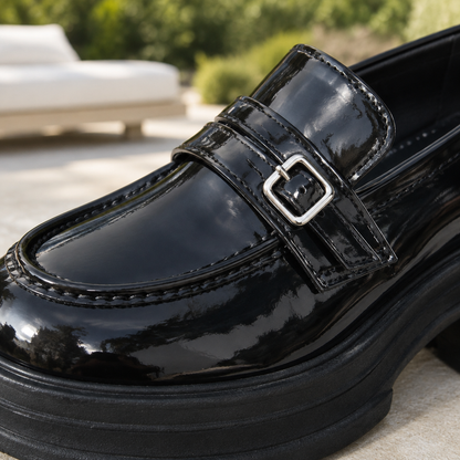 Pippia | Metal Buckle Platform Loafer
