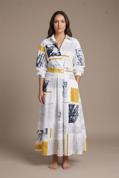 Elegant Front Wrap Collared Maxi Dress for Women, Flowing Long-Sleeve Sophisticated, for Work, Evening, Wedding Guest & 