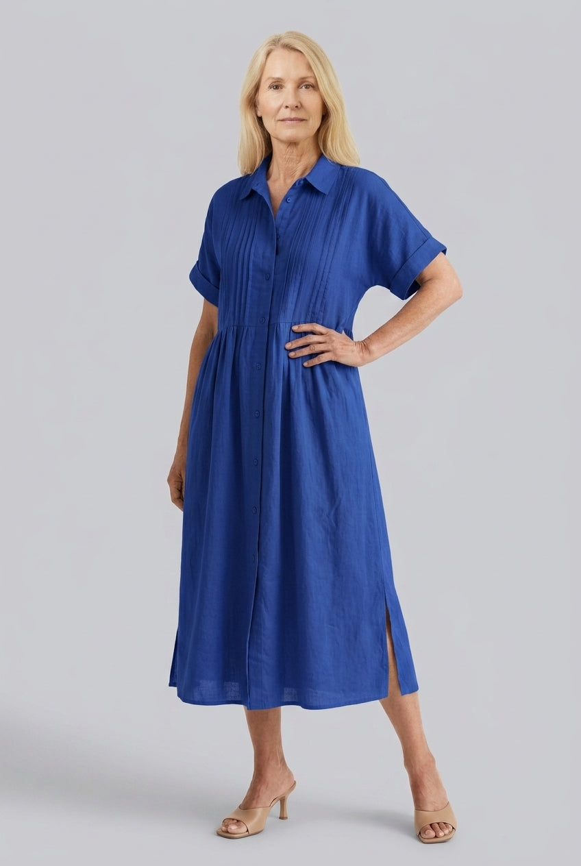 Nathalie | Cotton Button Midi Dress