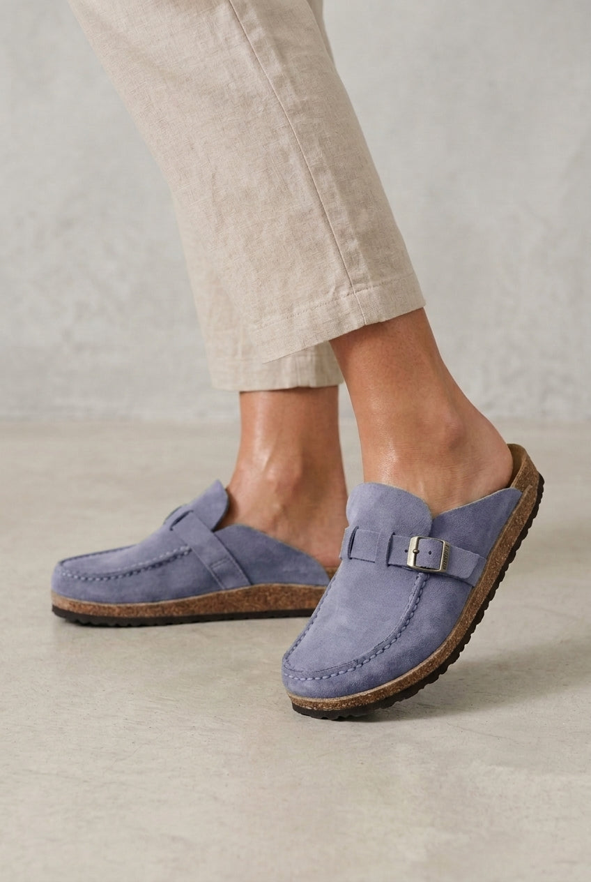 Elegant Low Heel Buckle Loafers for Women, Slip-On Metal Buckle Polished Structured, for Work, Office, Business & Everyd