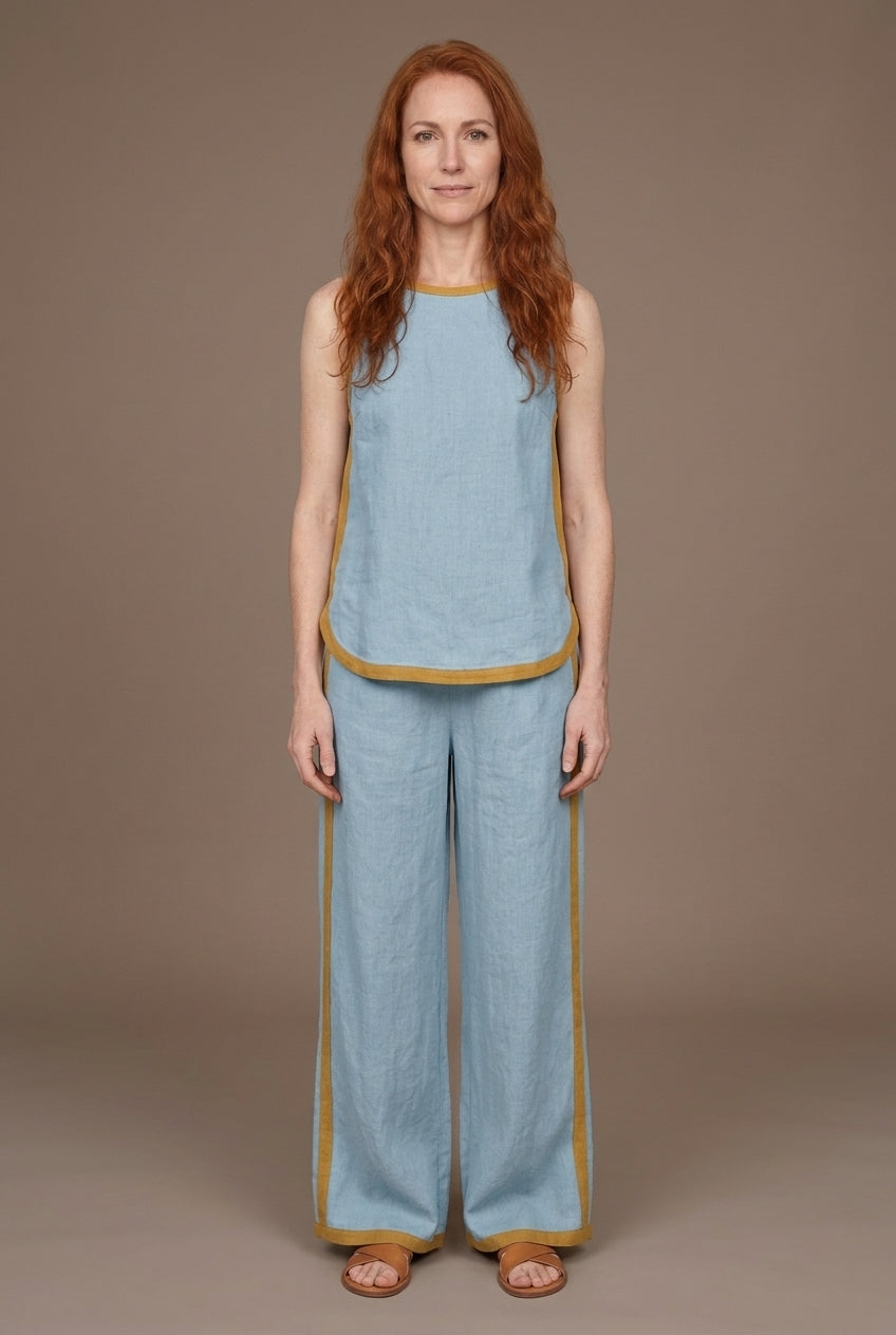 Elegant Sleeveless Wide-Leg Trouser Set for Women, Lightweight Relaxed Fit, for Work, Casual & Evening Wear