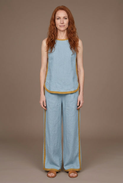 Elegant Sleeveless Wide-Leg Trouser Set for Women, Lightweight Relaxed Fit, for Work, Casual & Evening Wear