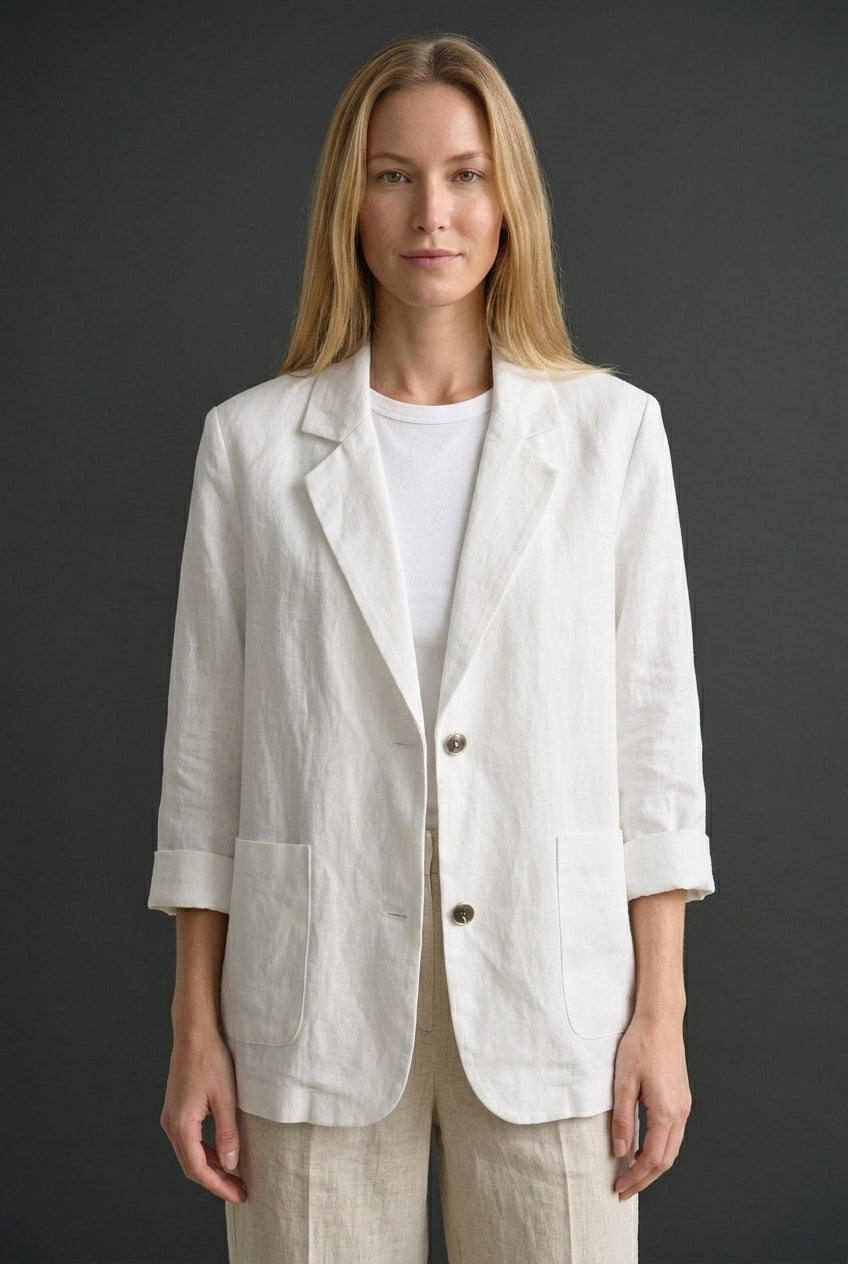 Sira | Women's Relaxed Two Button Blazer with 3/4 Sleeves and Front Pockets