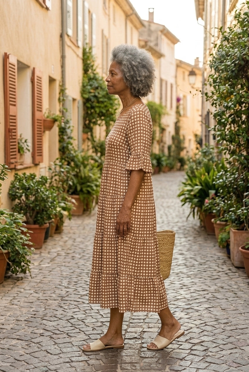 Marcelle | Short-Sleeve Midi Dress