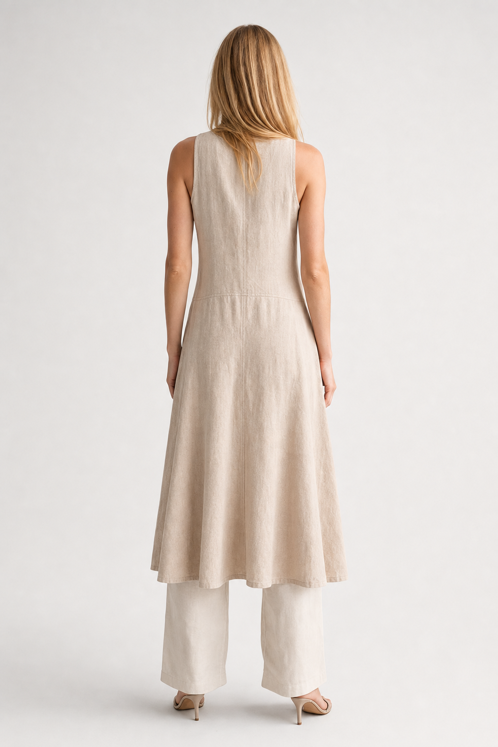 Elia | Women's Linen Sleeveless Pocket Scoop-Neck Midi Dress