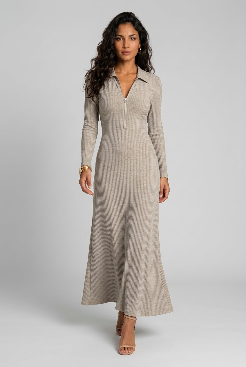 Utia | Knit Zip Maxi Dress