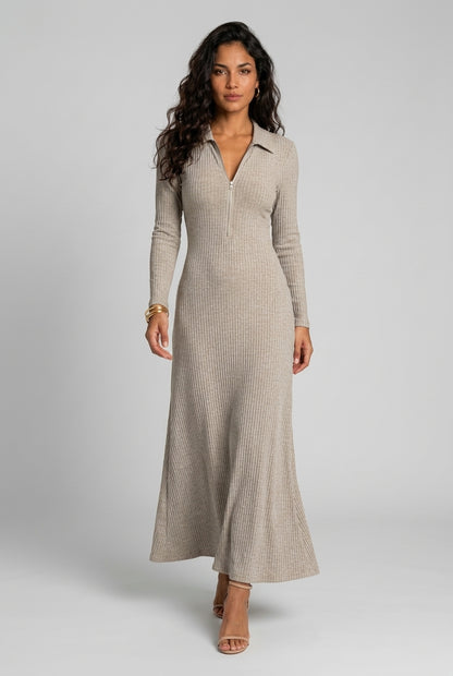Utia | Knit Zip Maxi Dress