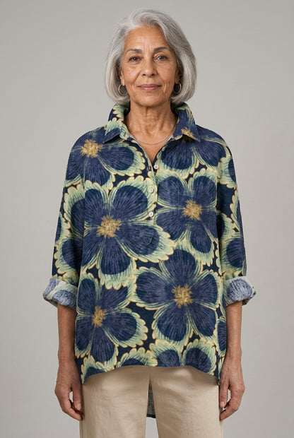 Gwyneth Helena | Floral Oversized Collar Blouse