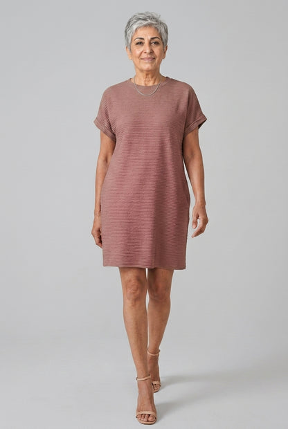 Cosette Tamsyn | Textured Crew Neck Mini Dress