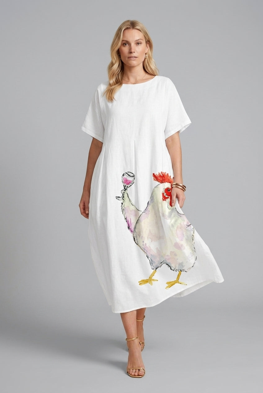 Elegant Loose Dress for Women, Round Neck Flowing Silhouette, for Casual, Social Gatherings & Everyday Wear