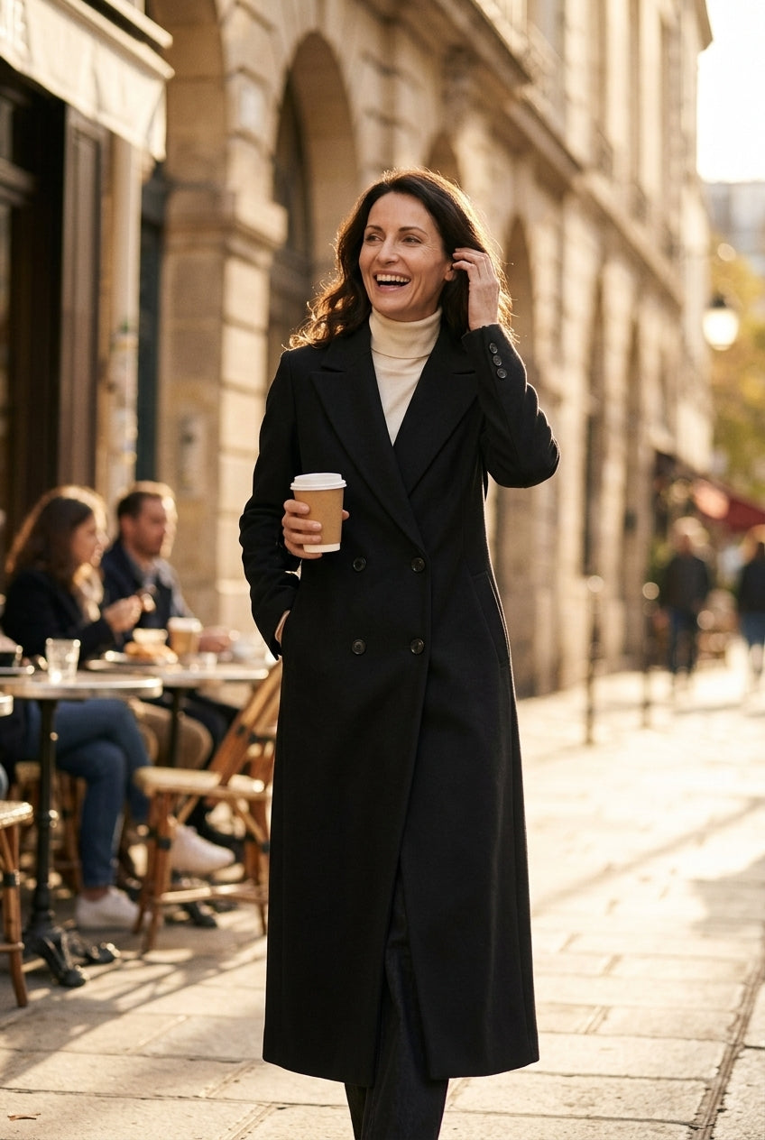 Mari | Women's Longline Winter Trench Coat with Pockets and Adjustable Belt