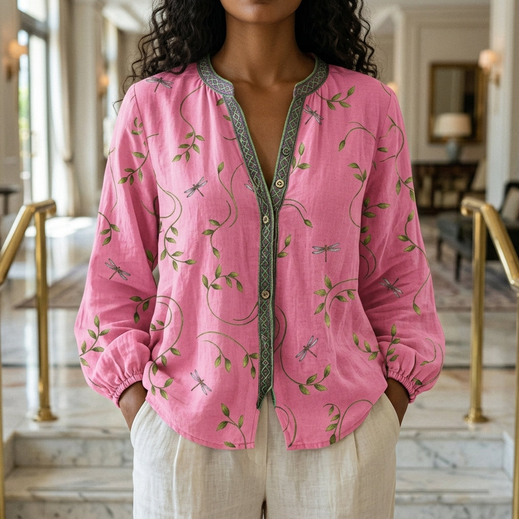 Vela Gitta | Embroidered V-Neck Blouse