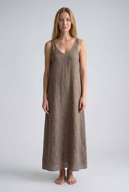 Classic Sleeveless V-Neck Dress for Women, Lightweight Versatile Silhouette, for Casual, Work, Brunch & Everyday Wear