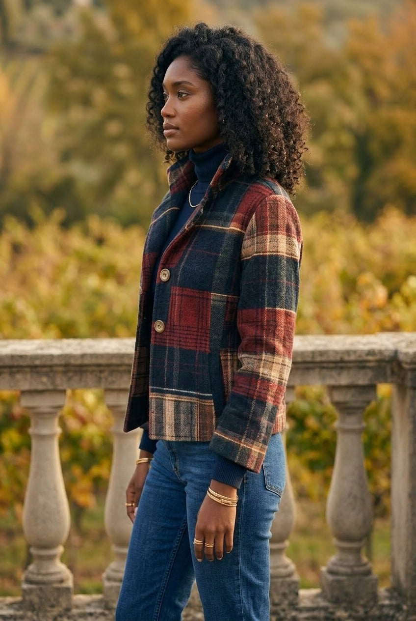 Kaja | Patchwork Plaid Wool-Blend Jacket
