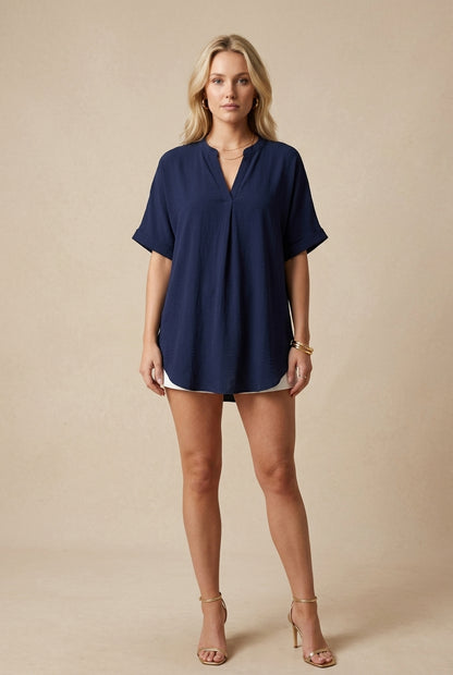 Fernanda | V-Neck Mid Sleeve Blouse