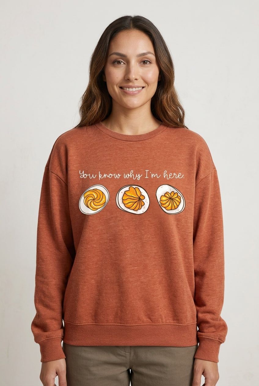 Playful Graphic Sweatshirt for Women, Soft Relaxed-Fit Long-Sleeve Crew Neck, for Thanksgiving, Fall & Casual Wear
