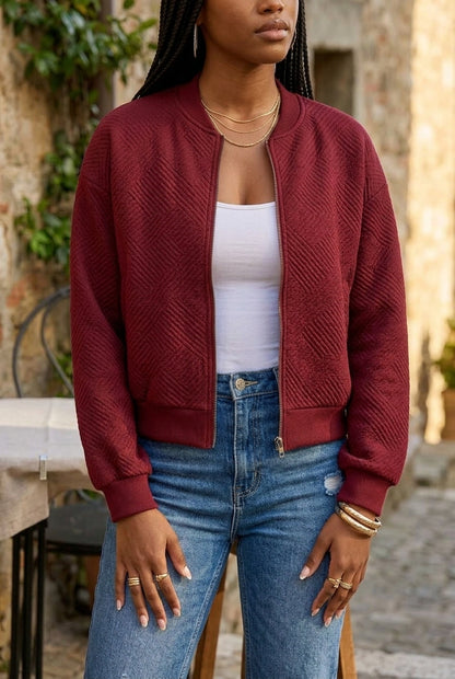 Viva | Diamond-Quilted Cropped Bomber