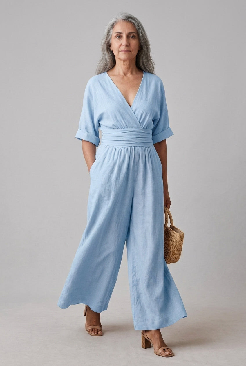 Cassandra | Wrap Wide-Leg Jumpsuit