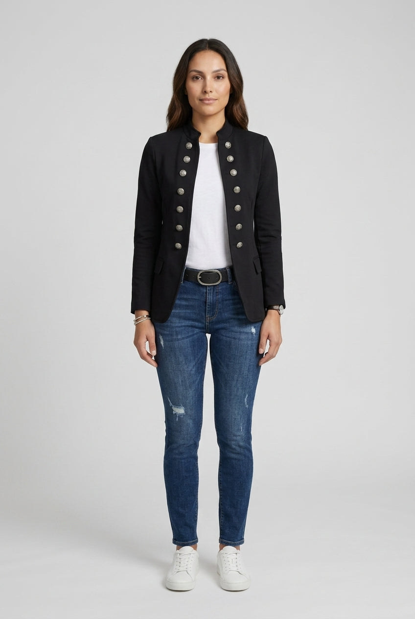 Azra | Women's Double Breasted Military Blazer Long Sleeve Tailored