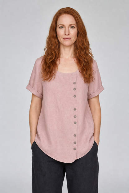 Faye | Women's Casual Linen Button-Front Tunic Top