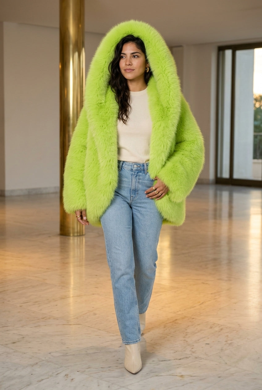 Dagmar | Oversized Faux Fur Hooded Coat