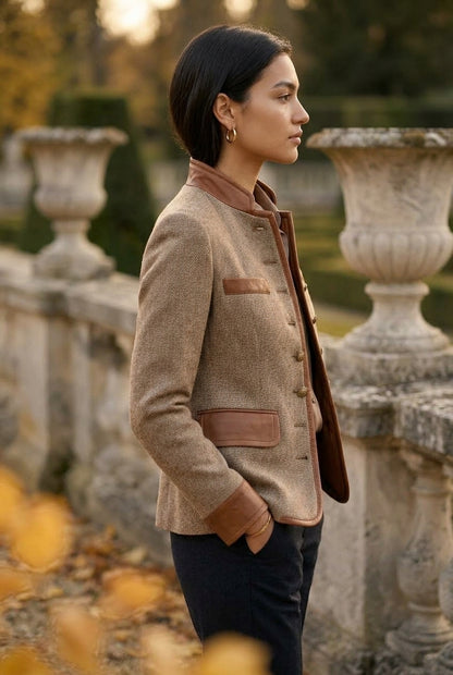 Brisa | Herringbone Tweed Button Blazer