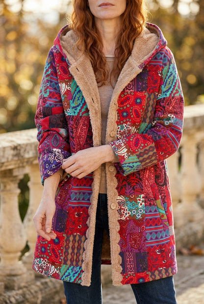 Anni | Fleece-Lined Patchwork Hooded Jacket