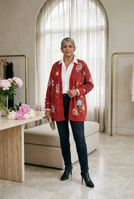 Kefira Zosia | Floral Quilted Button-Down Cardigan
