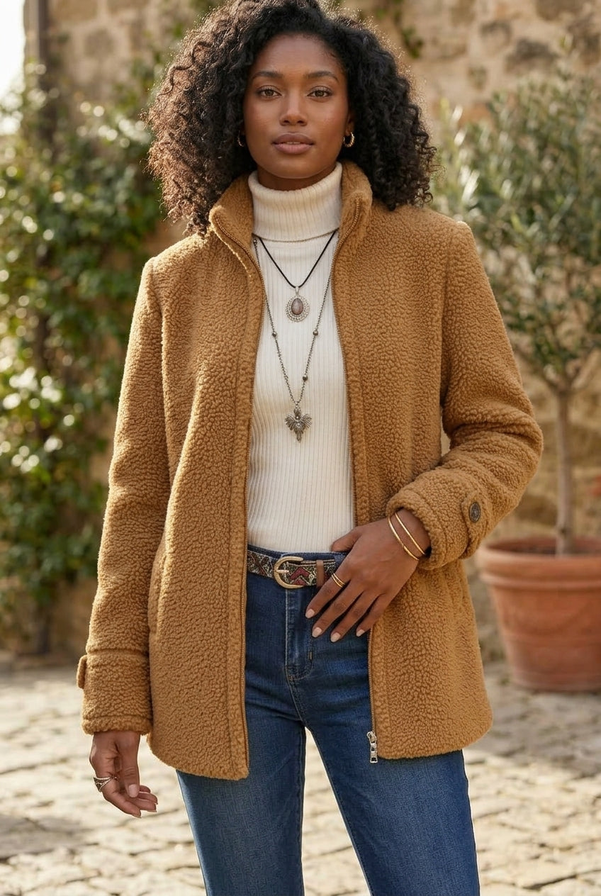 Nel | Sherpa Teddy Zip-Up Coat