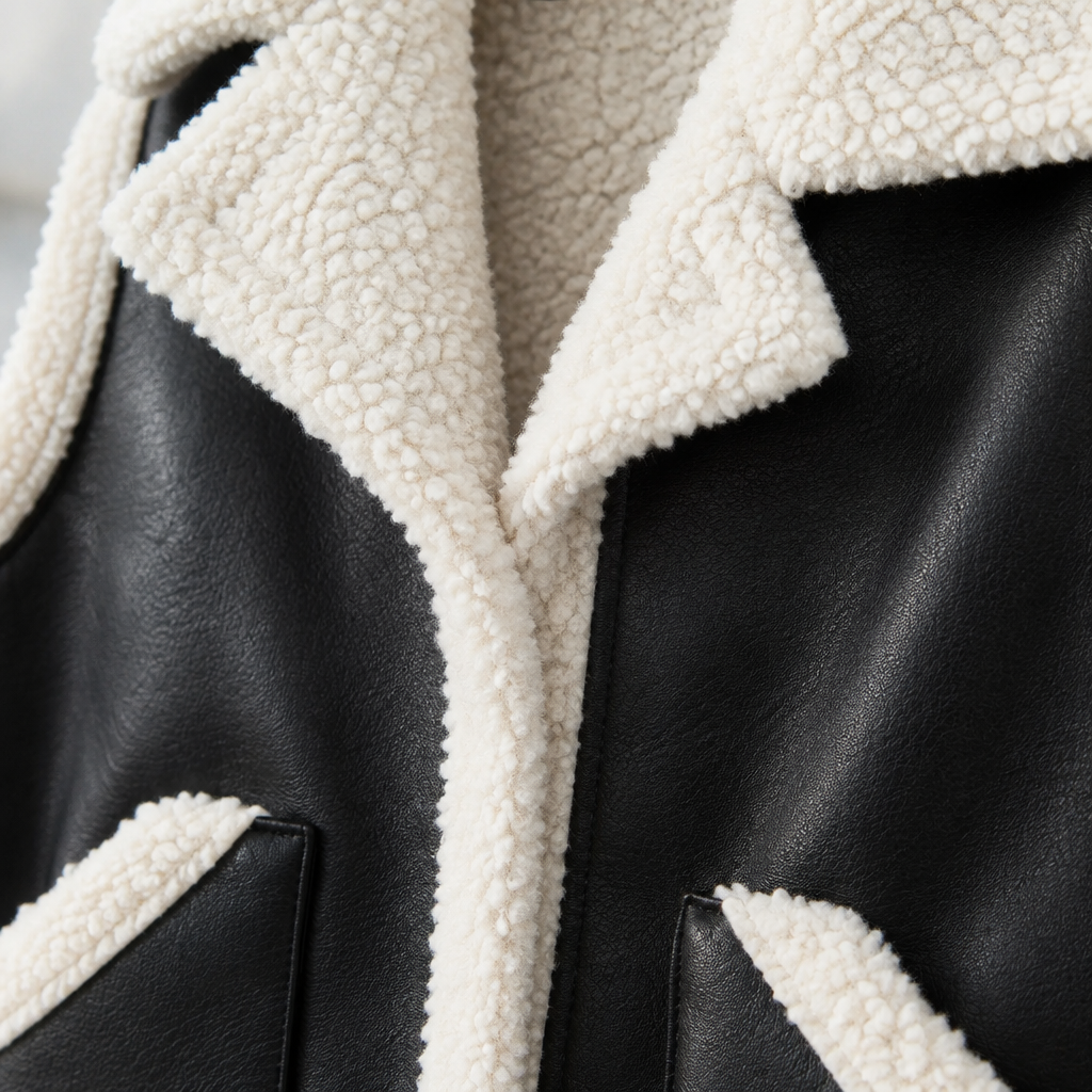 Livis | Faux Leather Sherpa Lapel Vest