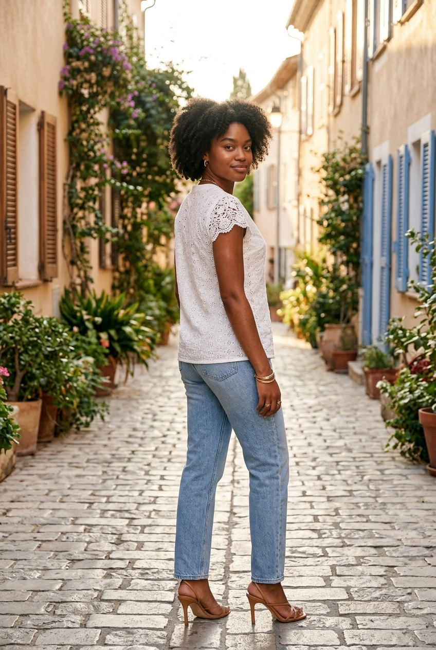 Sylvie | V-Neck Lace Shirt