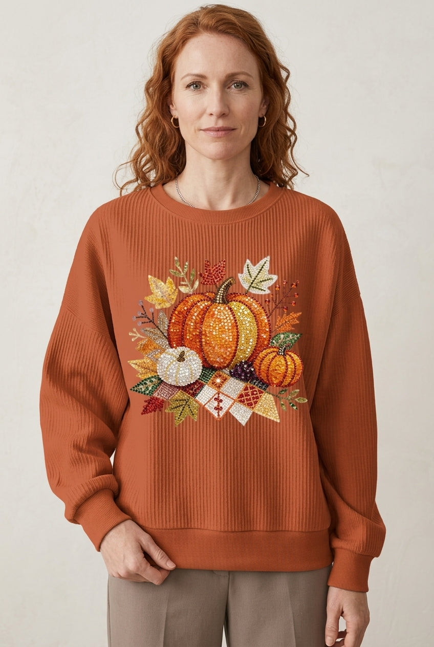 Cozy Harvest Sweatshirt for Women, Soft Relaxed-Fit Festive Design, for Fall, Thanksgiving, Casual & Lounging